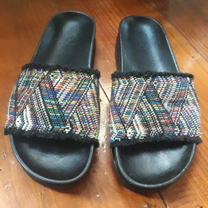 FRYE Lily Fray Black Slides Sz 7.5